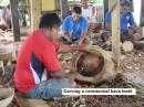 Carving a ceremonial kava bowl.
